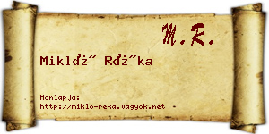 Mikló Réka névjegykártya